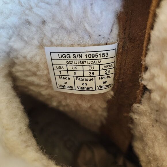 UGG Australia Size 7 Blayre III Boot 1095153 Brown Leather Shearling Buckle Moto - Picture 2 of 7